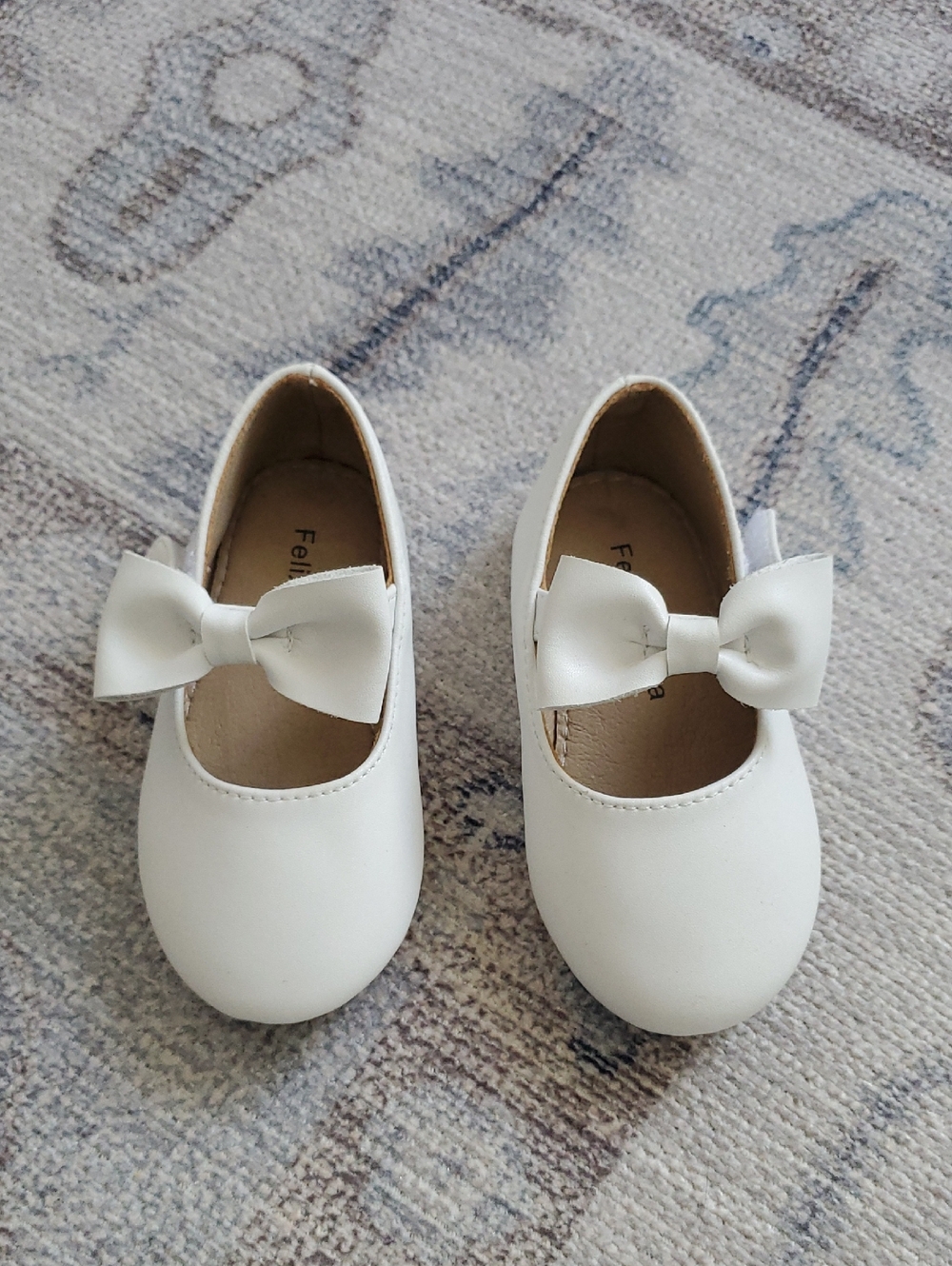 Felix & Flora Baby Girl White Bow Mary Jane Dress Flats Shoes Sz5